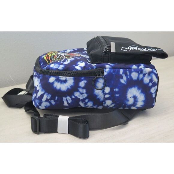 Ed Hardy EH321326B Blue/Tiger On Tie Dye Nylon Backpack - Picture 8 of 11